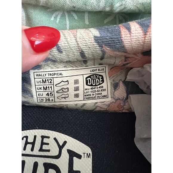 HEYDUDE Men's Wally Tropical Palm Trees Easy-On Lightweight Casual Shoes Sz 12 - Picture 12 of 14